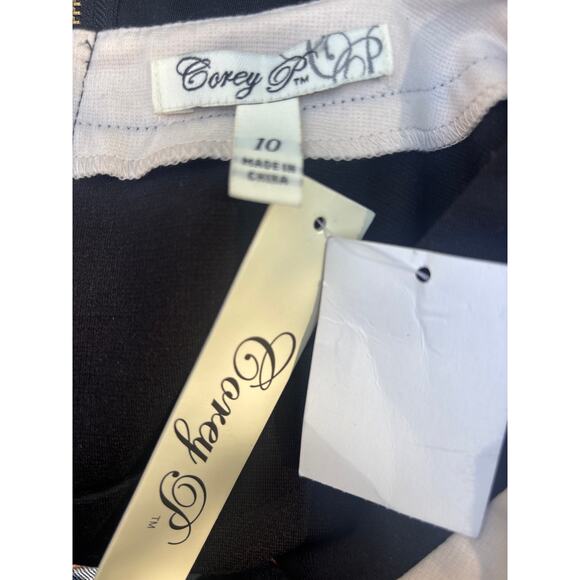 Corey P Color Block Dress NEW Zip Up Back 12 Slimming Design Black & Cream - Picture 8 of 10